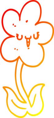 Bir insan tarafından çizilmiş gülen yüzlü çizgi bir çiçeğin sıcak çizgi çizimi