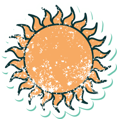 Bir insan tarafından çizilmiş bir güneşin sembolik dövmesi.