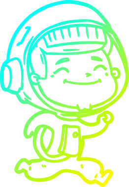 Bir insan tarafından çizilmiş mutlu bir astronotun soğuk gradyan çizimi.