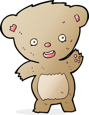 Bir insan tarafından çizilmiş oyuncak ayıyı sallayan çizgi film.