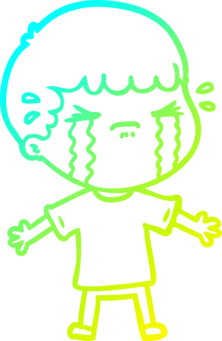 Bir insan tarafından çizilmiş ağlayan bir çizgi film karakteri çizimi.