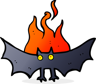 Bir insan tarafından çizilmiş ürkütücü vampir yarasa çizgi filmi.