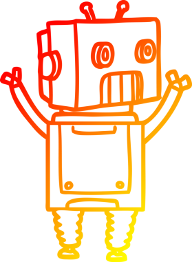 Bir insan tarafından çizilen çizgi film robotunun sıcak çizgi çizimi