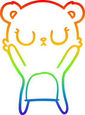 Bir insan tarafından çizilmiş barışçıl bir ayı yavrusunun gökkuşağı gradyanı çizimi