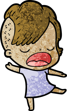 Bir insan tarafından çizilmiş havalı hippi kız çizgi filmi.