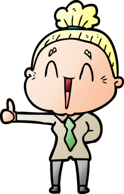 Bir insan tarafından çizilmiş mutlu yaşlı kadın çizgi filmi.