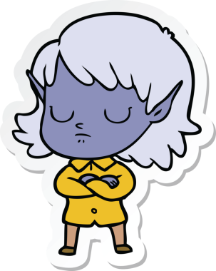 Bir insan tarafından çizilmiş bir elf kızının çıkartması.