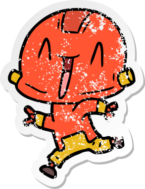 Bir insan tarafından çizilmiş karikatür robotunun sıkıntılı çıkartması.