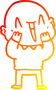 Bir insan tarafından çizilmiş mutlu, kel bir adamın sıcak çizgi çizimi.