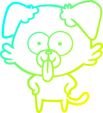 Bir insan tarafından çizilmiş dilli çizgi film köpeği çizimi.