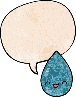 bir insan tarafından çizilmiş eski moda konuşma baloncuklu şirin yağmur damlası.