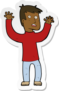 Bir insan tarafından çizilmiş bir karikatürün çıkartması.