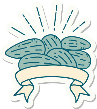 Bir insan tarafından çizilmiş dövme stili badem çıkartması.