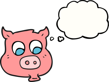 Bir insan tarafından çizilmiş serbest çizim balon çizgi film domuzu.