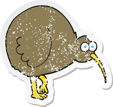 Bir insan tarafından çizilmiş kivi kuşunun gerilmiş yapıştırması.