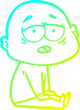 Bir insan tarafından çizilmiş, yorgun, kel bir adamın çizdiği soğuk çizgi.