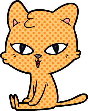 Bir insan tarafından çizilmiş çizgi film kedisi.