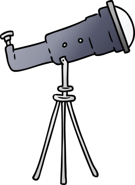 Bir insan tarafından çizilmiş büyük bir teleskobun gradyan karikatürü.