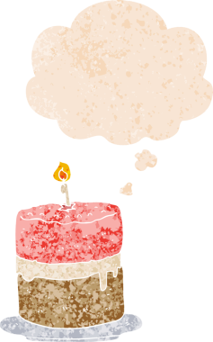 Düşünce baloncuklu çizgi film pastası grunge sıkıntılı retro desenli bir insan tarafından çizilmiş