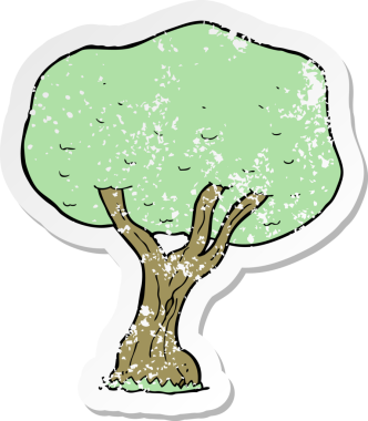 Bir insan tarafından çizilmiş karikatür ağacının geriletilmiş yapıştırması.