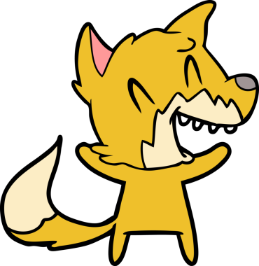 Bir insan tarafından çizilmiş gülen tilki çizgi filmi.