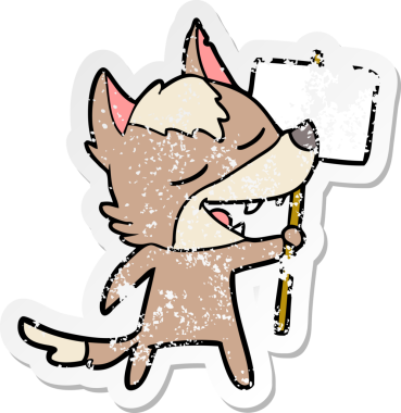 Bir insan tarafından çizilmiş bir karikatür kurdunun sıkıntılı çıkartması.