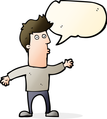 Bir insan tarafından çizilen konuşma baloncuğu ile bir adamı şaşırtan çizgi film.