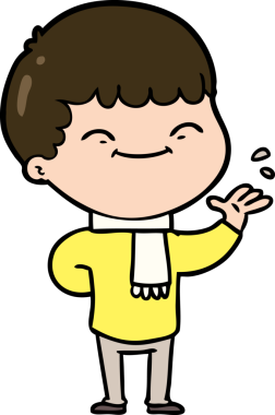 Bir insan tarafından çizilmiş mutlu çocuk çizgi filmi.