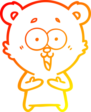 Bir insan tarafından çizilmiş gülen oyuncak ayının sıcak çizgi çizimi.