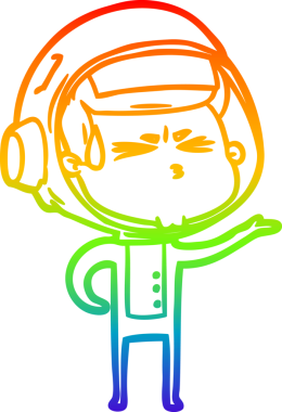 Bir insan tarafından çizilen gökkuşağı gradyan çizimi stresli astronot