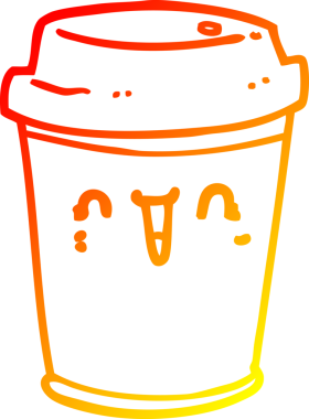 Bir çizgi filmin sıcak gradyan çizimi bir insanın çizdiği kahveyi dışarı çıkarır.