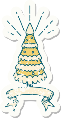 Bir insan tarafından çizilmiş eski bir dövme stili kar çam ağacı.