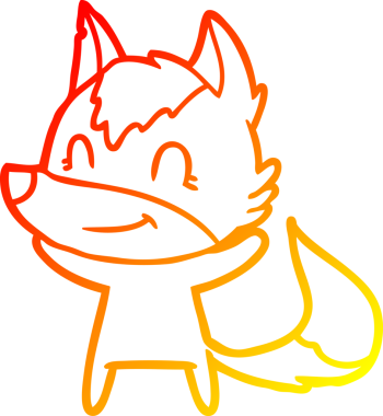 Bir insan tarafından çizilmiş dost canlısı bir kurt çizgi çizimi.