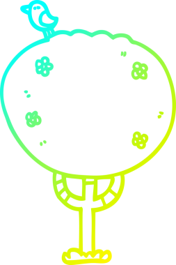 Bir insan tarafından çizilmiş bir karikatür ağacının soğuk gradyan çizimi