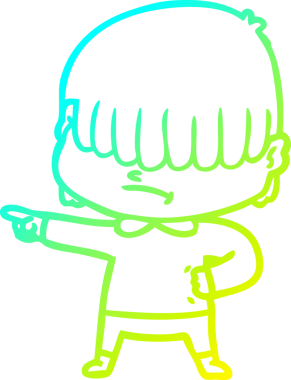 Bir insan tarafından çizilmiş dağınık saçlı bir çizgi film çocuğu çizimi.