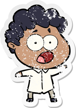 Bir insan tarafından çizilen şaşkınlık içinde soluk soluğa kalmış bir çizgi film karakterinin sıkıntılı çıkartması.