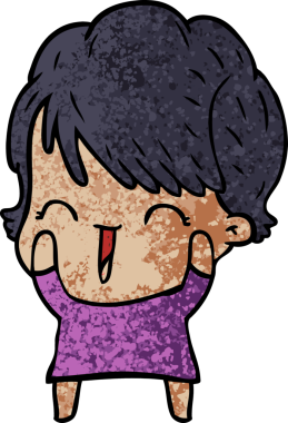 Bir insan tarafından çizilmiş gülen kadın çizgi filmi.