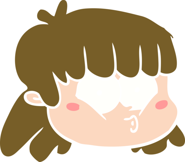 Bir insan tarafından çizilmiş düz renk çizgi film kadın yüzü