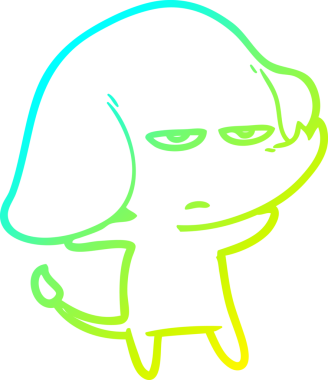 Bir insan tarafından çizilmiş soğuk bir çizgi film filinin çizimi.