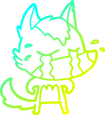 Bir insan tarafından çizilmiş ağlayan kurdun soğuk çizgi çizimi.