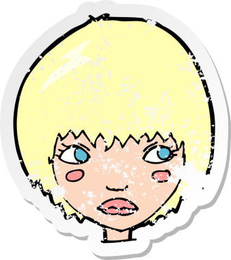 Bir insan tarafından çizilmiş mutsuz bir kız çizgi filmin gerilimli yapıştırması.