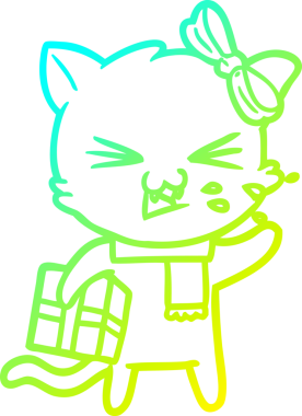 Bir insan tarafından çizilen çizgi film kedisinin soğuk gradyan çizgisi.