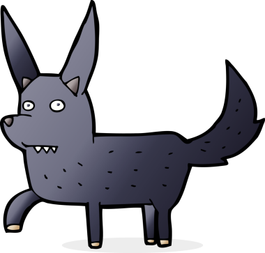 Bir insan tarafından çizilmiş vahşi bir köpek.