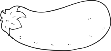 Bir insan tarafından çizilmiş siyah beyaz patlıcan çizimi.