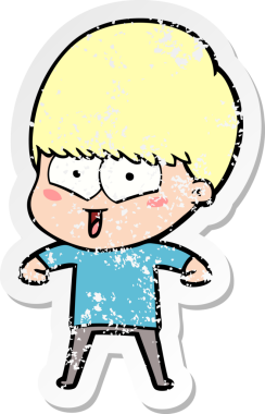 Bir insan tarafından çizilmiş mutlu bir çocuğun sıkıntılı çıkartması.