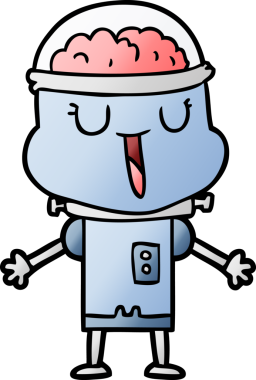 Bir insan tarafından çizilmiş mutlu çizgi film robotu