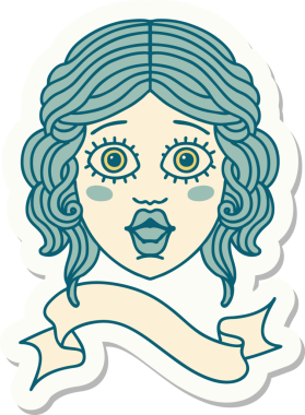 Bir insan tarafından çizilmiş kadın yüzü dövmesi çıkartması.