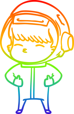 gökkuşağı gradyan çizimi bir insan tarafından çizilmiş meraklı astronot çizgi