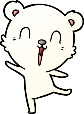 Bir insan tarafından çizilmiş mutlu kutup ayısı çizgi filmi.