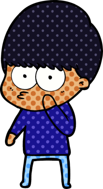 Bir insan tarafından çizilmiş tuhaf çizgi film çocuğu.